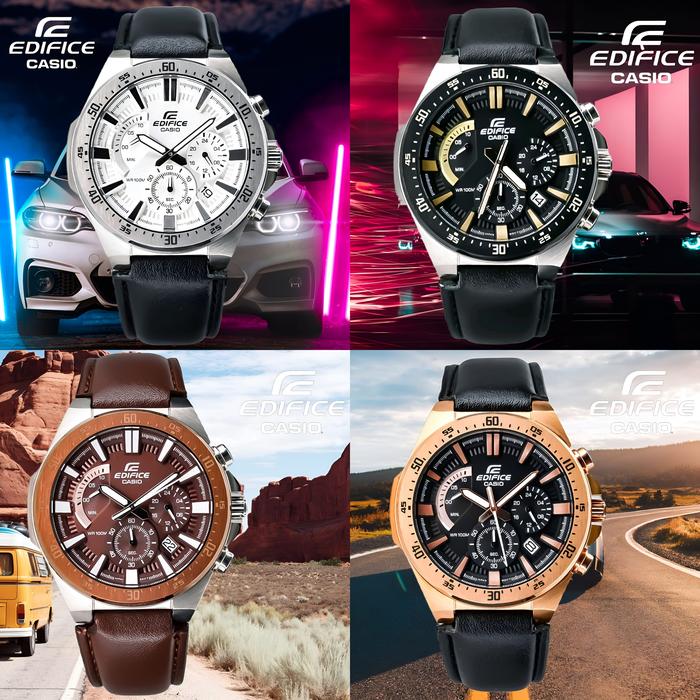 Jam Tangan Pria Casio EDIFICE EFR-563 Chronograph Leather