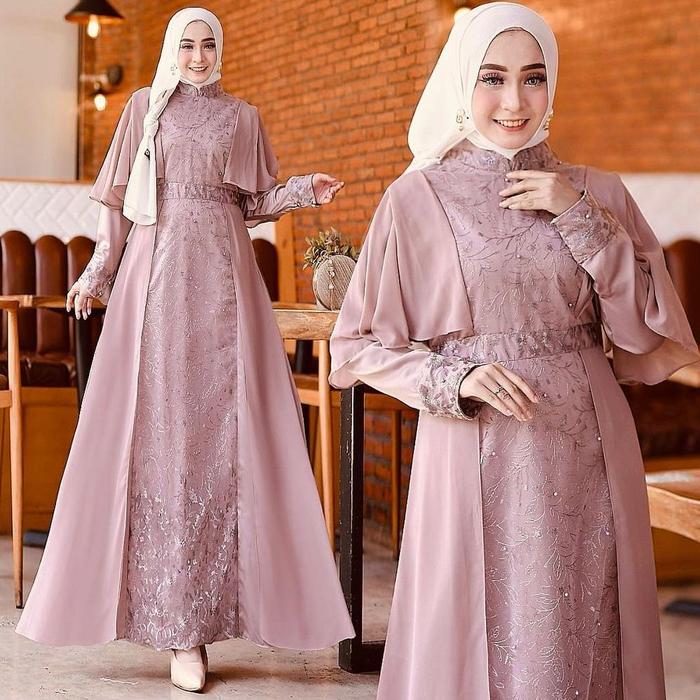 GAMIS MIKAYLA Baju Muslim Wanita Jumbo Gamis Brukat Tile Remaja Dewasa