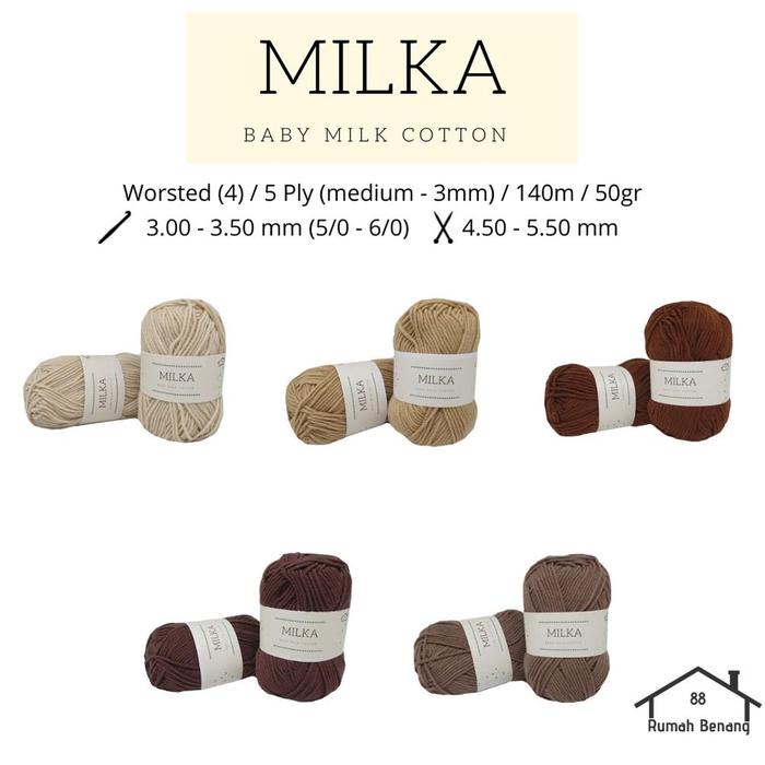 RB88 Benang Rajut MILKA Baby Milk Cotton/Katun Susu - Coklat