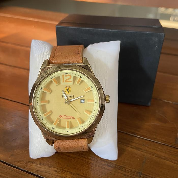 Ferarri man watch - jam tangan pria murah branded - jam tangan kulit