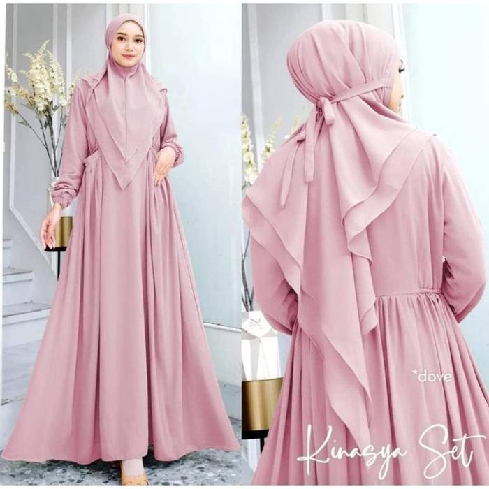 KINASYA SYARI PLUS KERUDUNG FIT XL GAMIS SET SYARI CERUTY TERBARU