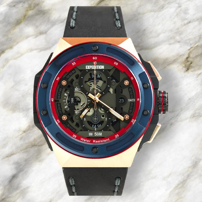 Jam Tangan Expedition E 6818 MCLURBARE Chronograph Pria Stainless Steel Hitam