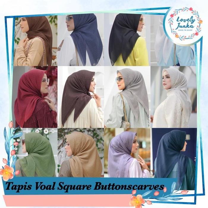 [READY] TAPIS VOAL SQUARE | TAPIS EMBOSSED EMBOSS BUTTONSCARVES (BLACK