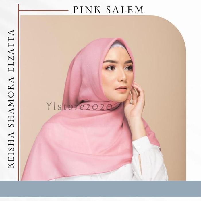Hijab Segi Empat Warna Pink Salem Scarf Polos Elzatta
