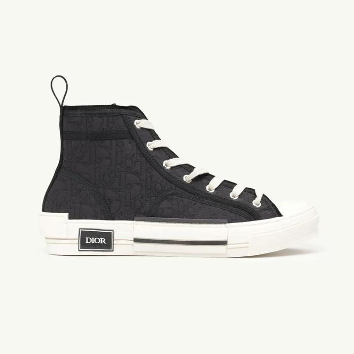 Dior B23 Oblique Kumo High Top Sneakers in Black/White