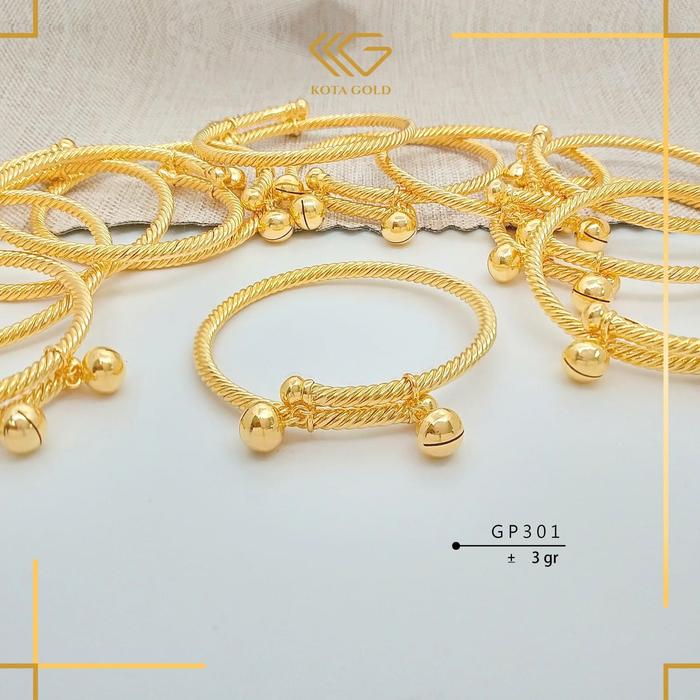 GELANG BANGLE ANAK BAYI EMAS 375(8K) & 700(16K) GLAP 301 LILIT LONCENG