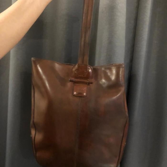 tas kulit braun buffel preloved