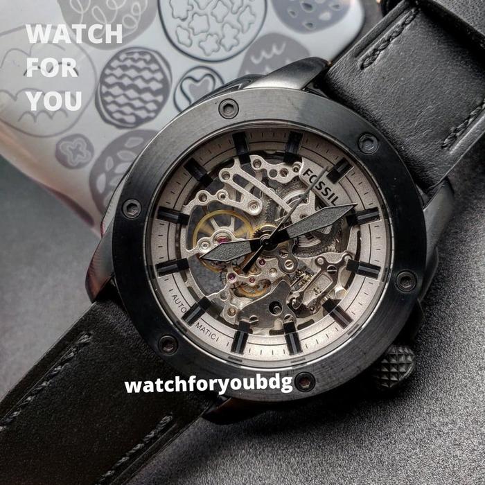 Jam Tangan Pria Fossil Automatic Leather Black me3134 ME 3134 WFY