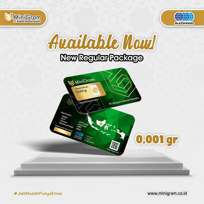 MiniGram Logam Mulia Emas Asli 24 Karat Bersertifikat - 0.001 Gram