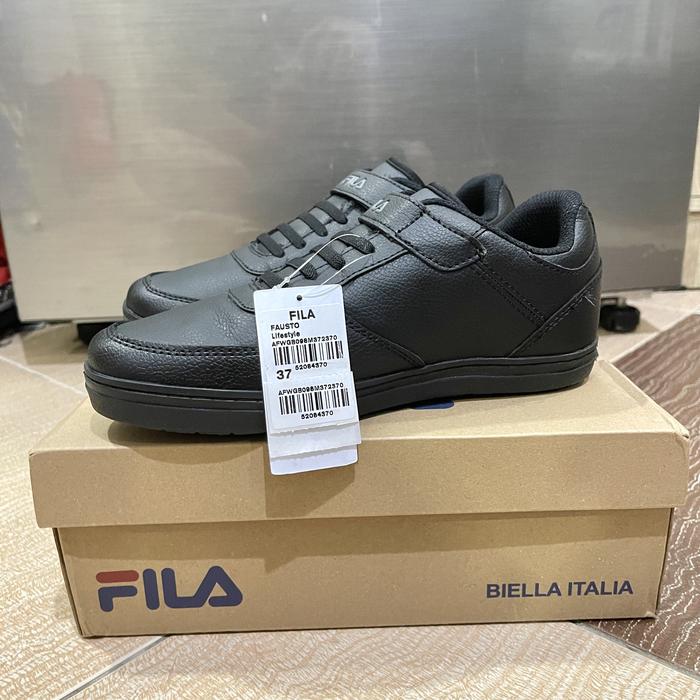 Sepatu anak laki sekolah Fila Fausto full Black Hitam kids Shoes sport