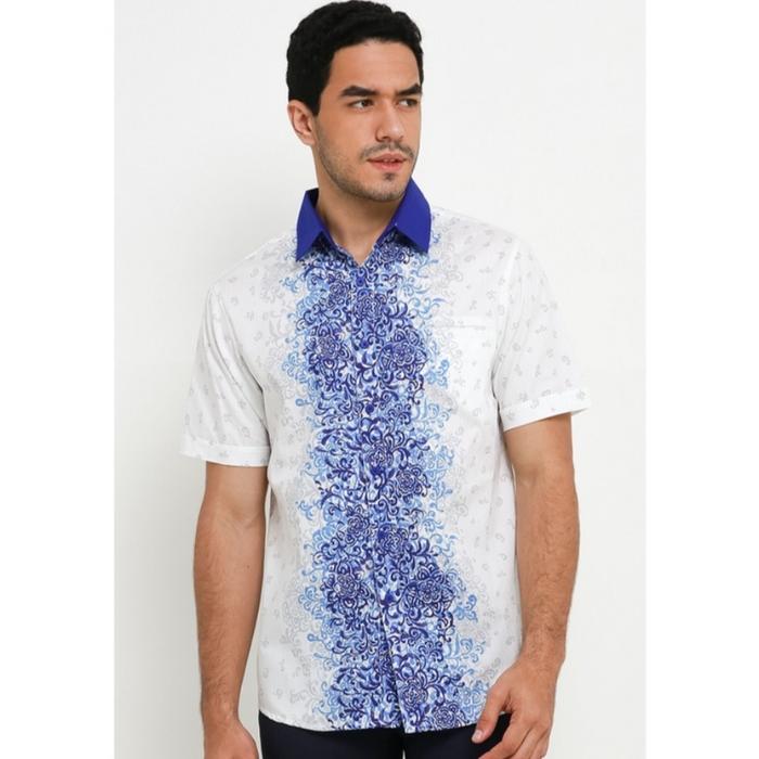 Kemeja WALRUS STUDIO Original Motif Abstrak Biru Casual