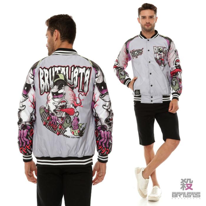 Jaket Bomber Varsity Pria Waterproof Jeket Baseball Cowok Viral Modis