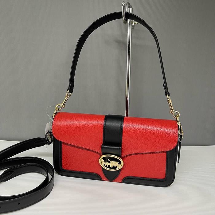 TAS COACH GEORGIE SHOULDER CROSSBODY BRIGHT POPPY BLACK