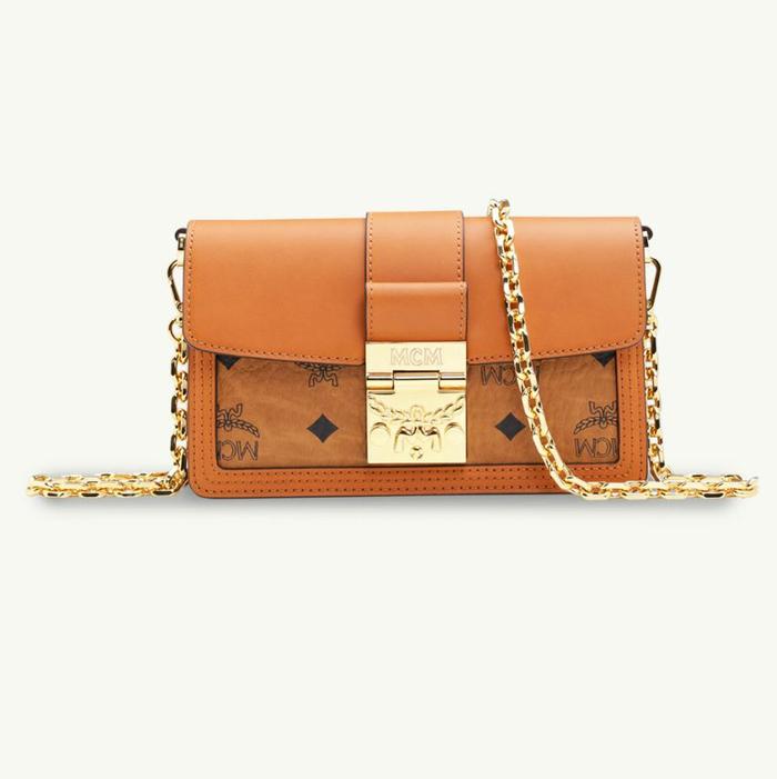 MCM Mini Tracy Chain Crossbody Bag in Cognac