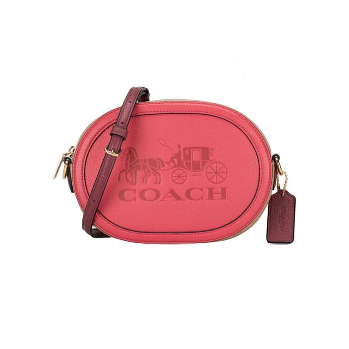 Coach C4164 Colorblock Camera Bag Horse and Carriage Poppy/Vin Mauve