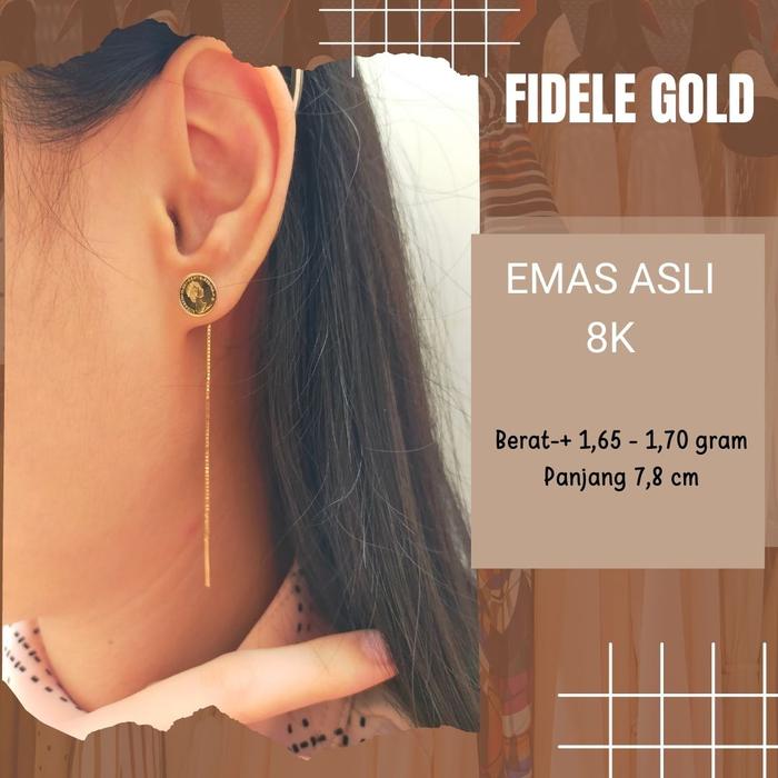 ANTING DOLAAR KOIN ANTING PANJANG EMAS FASHION ANTING EMAS MUDA