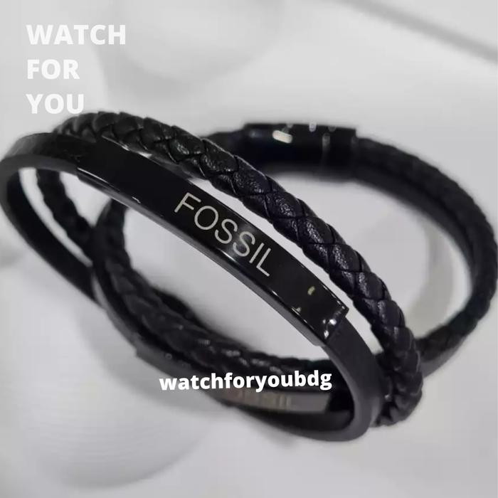 Gelang kulit Fossil & Bracelet Limited Original Leather Pria