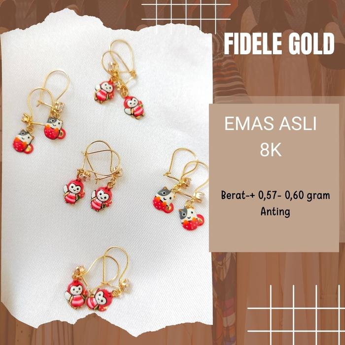 Anting-anting hello kitty anak emas asli 18K 700 kado anak perempuan