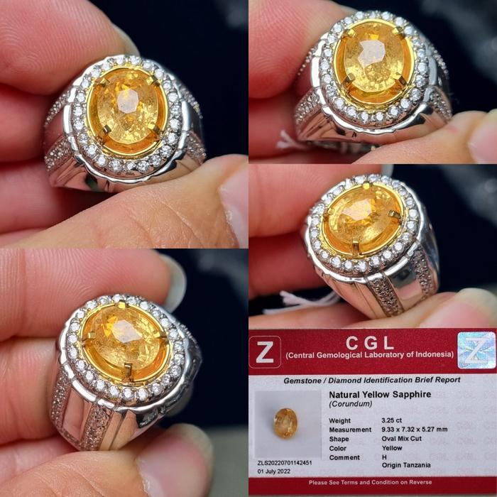 natural yellow sapphire 3.25cts memo CGL
