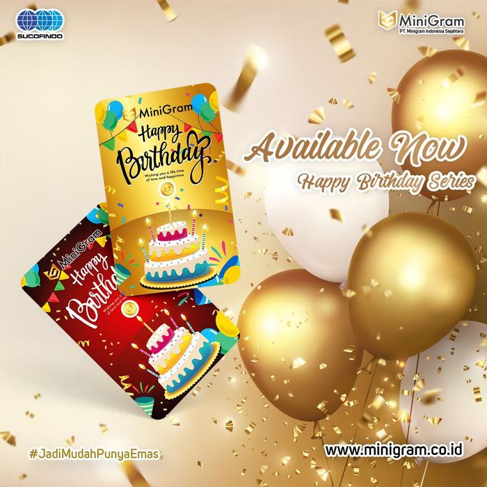 Minigram 0.005 Gram Happy Birthday Gift Series Emas Batangan 24 Karat
