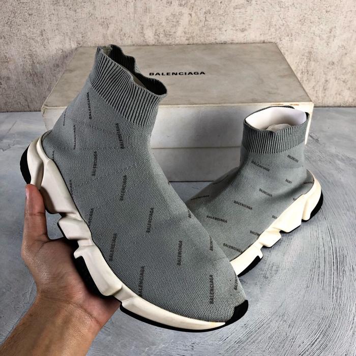 Balenciaga Speed Trainer Logo Grey Us 7 Authentic Original 100%