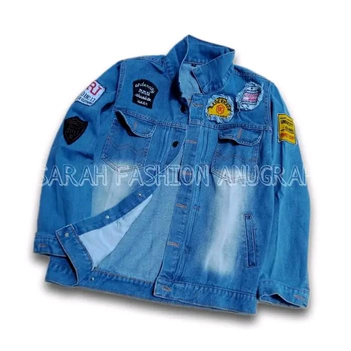 jaket jeans denim terbaru patch bordir logo emblem lee pria keren