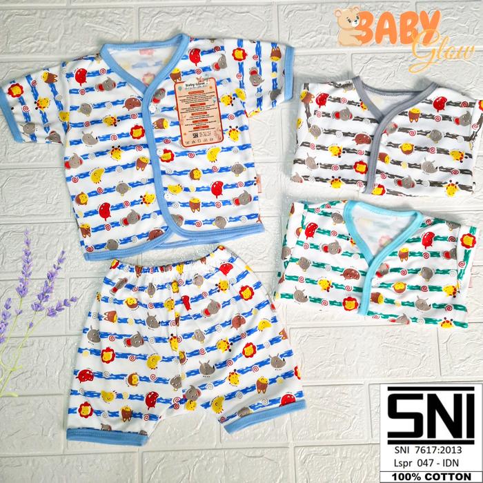 SETELAN BAJU BAYI LENGAN PENDEK UNISEX COTTON BABY GLOW