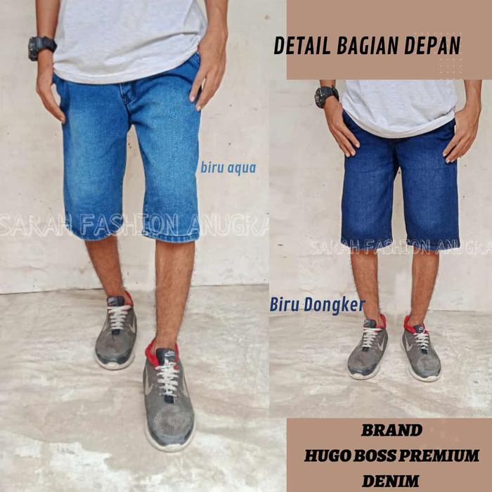 celana pendek jeans hugo boss premium denim sleting quality garment