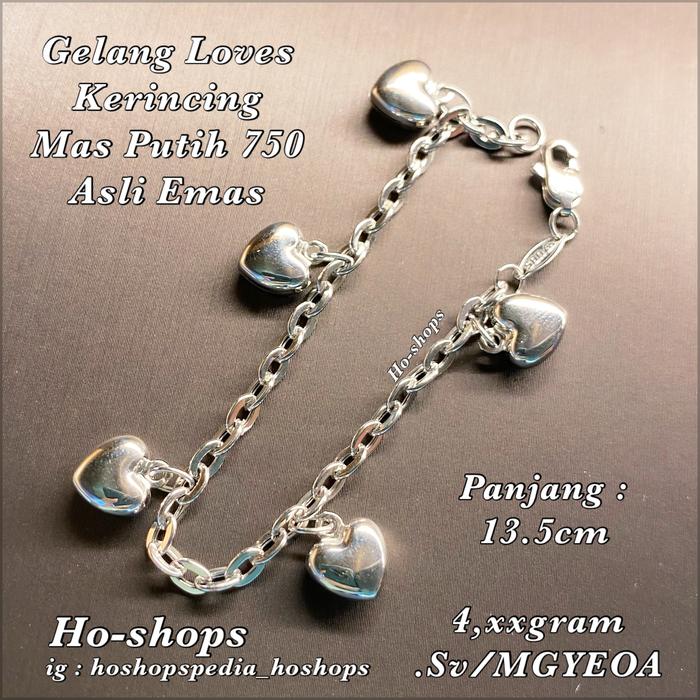 Gelang Anak / Gelang Baby Loves Kerincing Mas Putih 750 Asli Emas