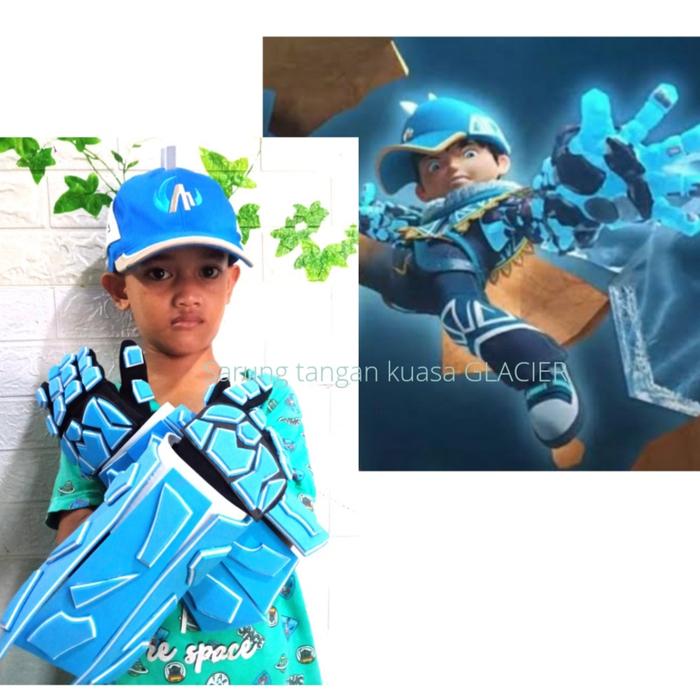Sarung tangan kuasa boboiboy Glacier/topi boboiboy glacier