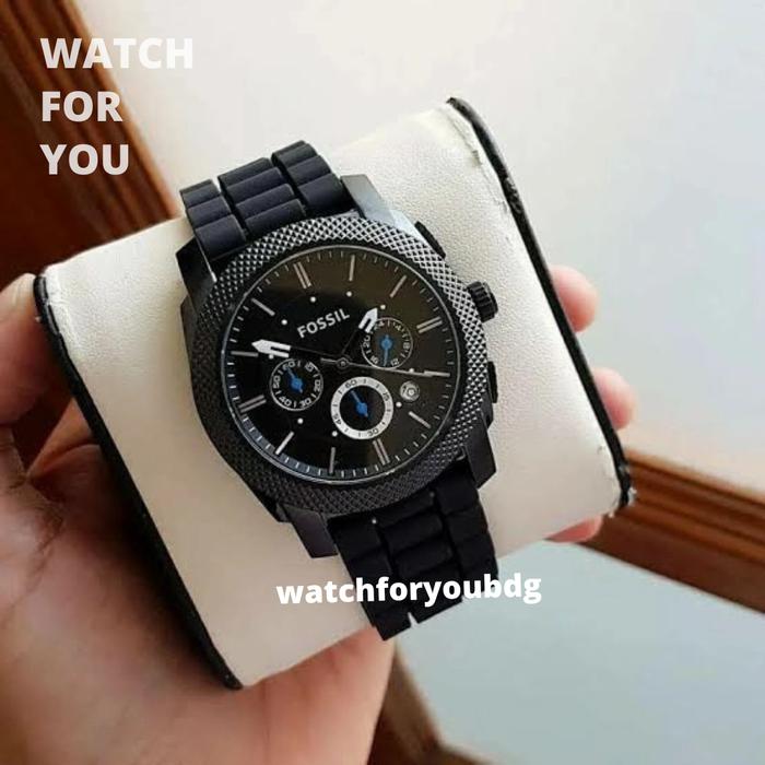 Jam Tangan Fossil Pria Machine Chronograph FS4487 FS 4487 Black Box
