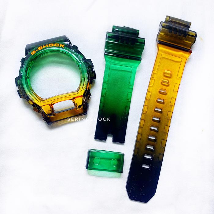 BNB Gshock GDX-6900 GREEN ORANGE CLEAR Strap Besel Casio G-shock