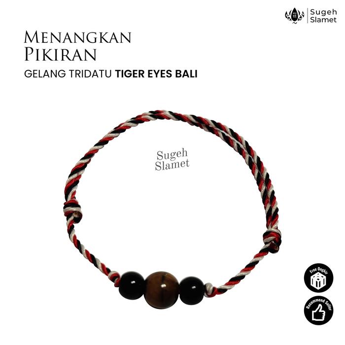 Gelang Tridatu asli Bali Original Split batu alam Tiger's Eyes
