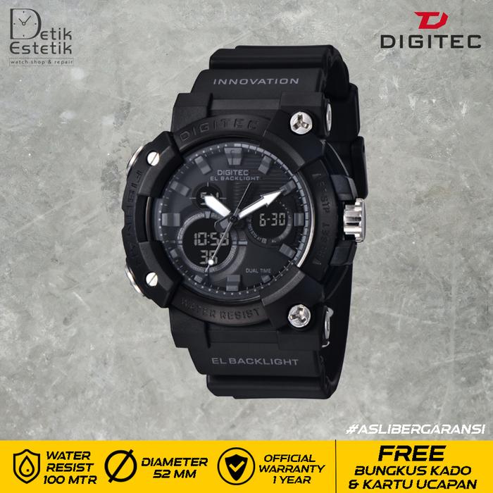 Digitec Da 2150 Da 2150t Full Black Double Time Rubber Strap Original