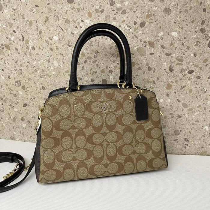 TAS COACH MINI LILLIE CARRYALL CHAIN KHAKI BROWN MULTI