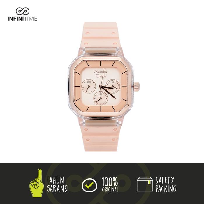 Jam Tangan Alexandre Christie AC 2811 Rubber Peach Wanita