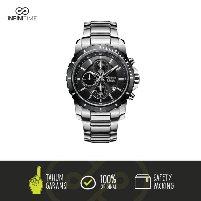 Alexandre Christie AC 6141 Silver plat Hitam (Man/Pria)
