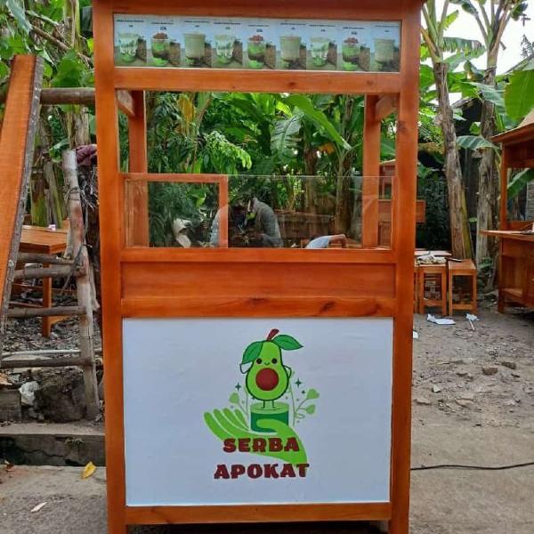 booth minuman, booth jualan juss, gerobak minuman, etalase minuman