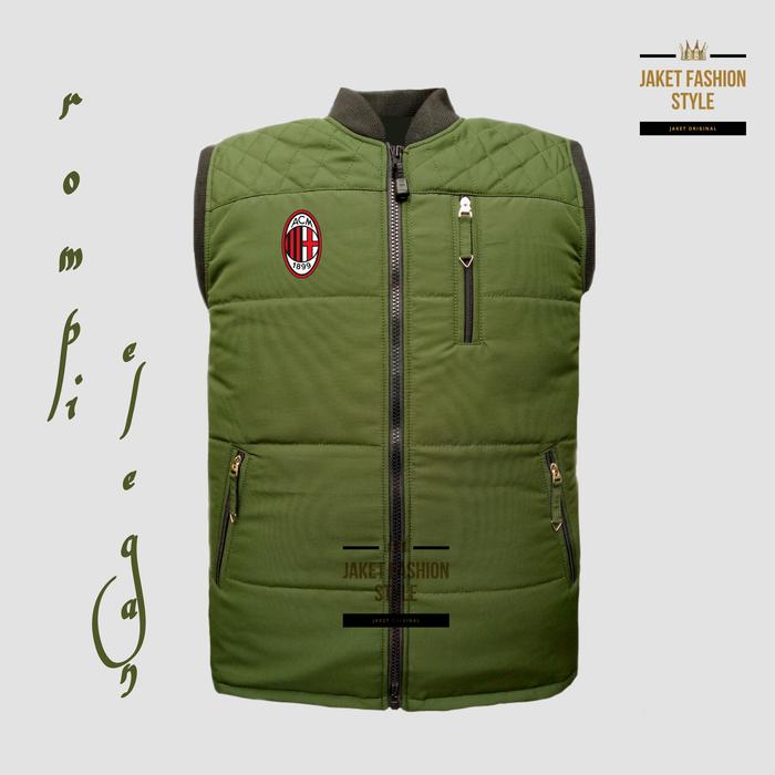 jaket Rompi AC Milan Pria Wanita Terbaru Hijau Army original kekinian
