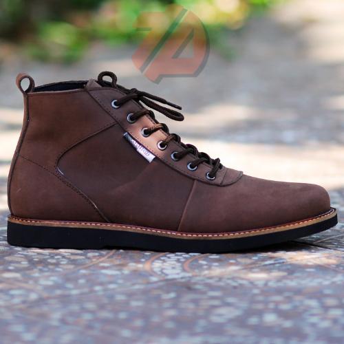 Sepatu Kerja Brodo Kulit Asli Coklat Spatu Boot Pria Kasual