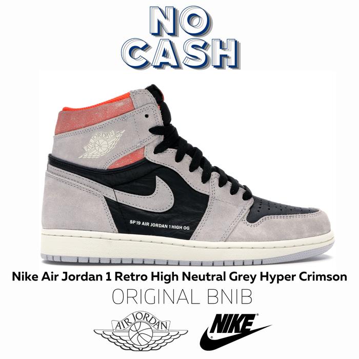 Nike Air Jordan 1 Retro High Neutral Grey Hyper Crimson Original BNIB