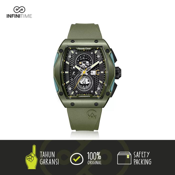 Jam Tangan Alexandre Christie AC 6608 Green Black Pria