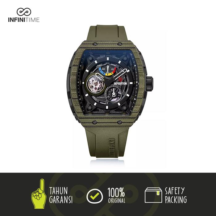 Jam Tangan Expedition E6782 E 6782 Green Carbon Pria Automatic Limited