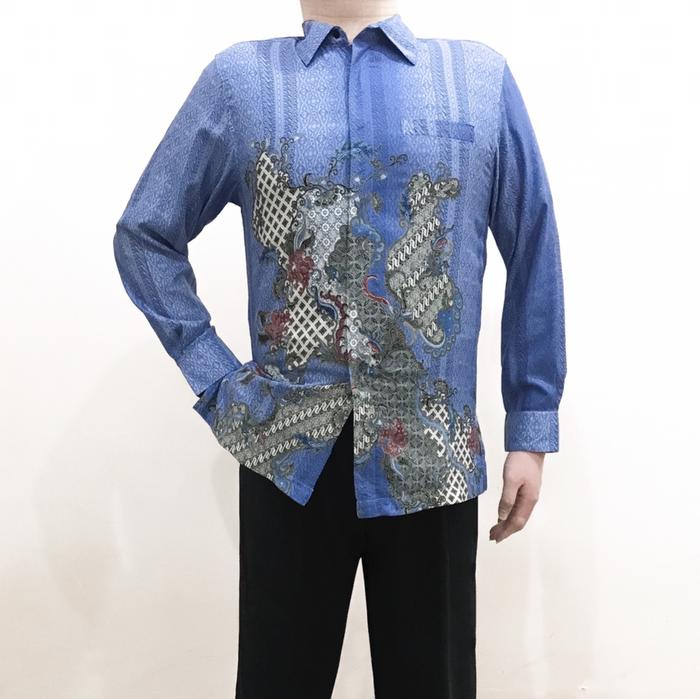 Baju Batik Shirt Pria Katun (Baby Blue Langit Biru)