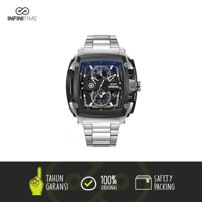 Jam Tangan Expedition EXP 3008 E3008 Silver Black Pria