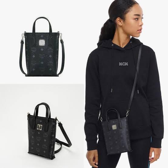 MCM Essential mini phone holder tote bag black