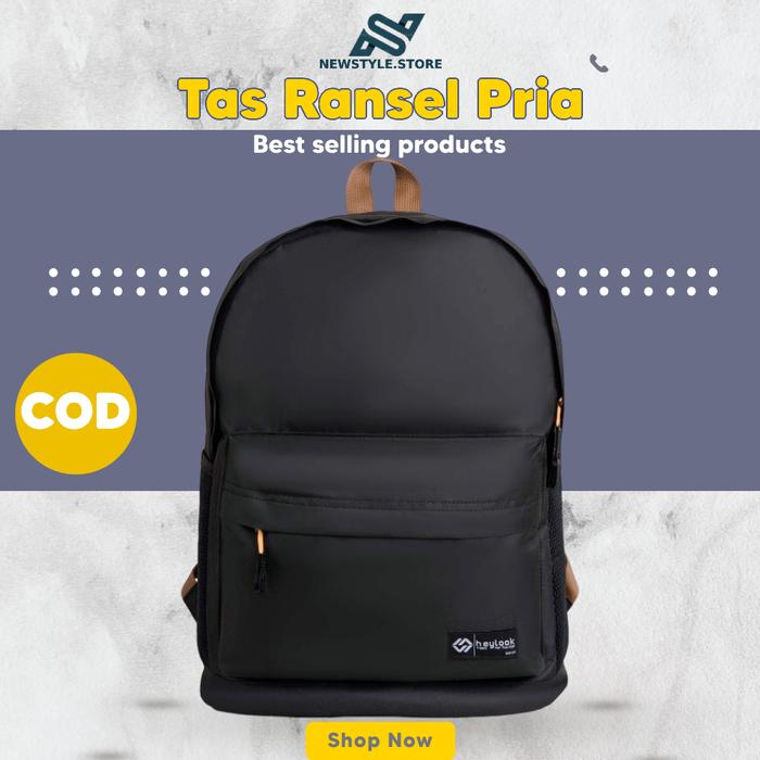 Tas Ransel Pria Bodypack Laptop Bag Backpack Sekolah Hitam Original