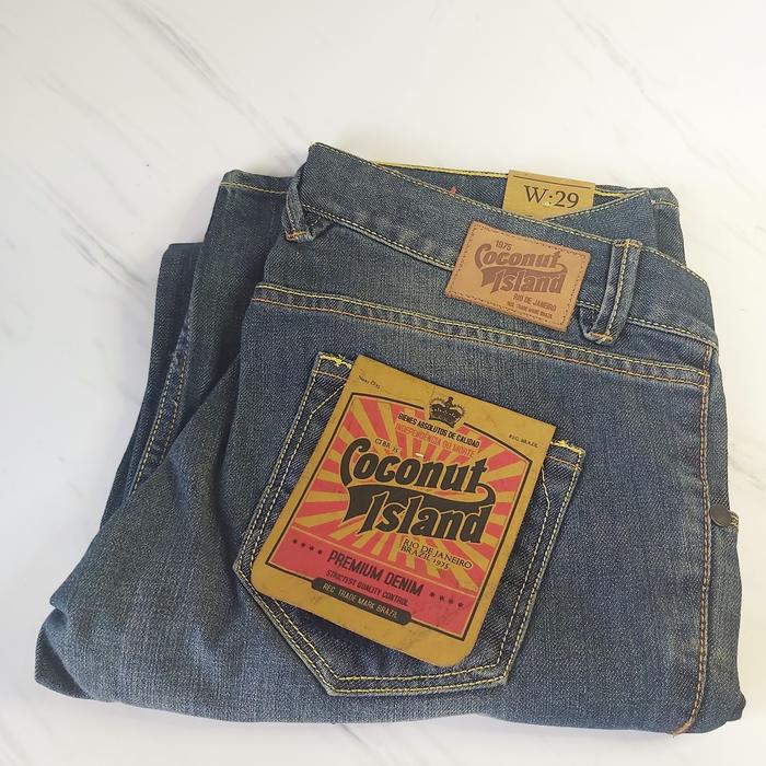 Coconut Island Celana Denim Jeans Chainstitch size 29 NOS Unisex Ori