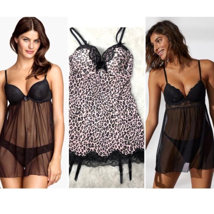 Lingeri Sexy Leopard macan gaun tidur dress hm (victoria secret h&m