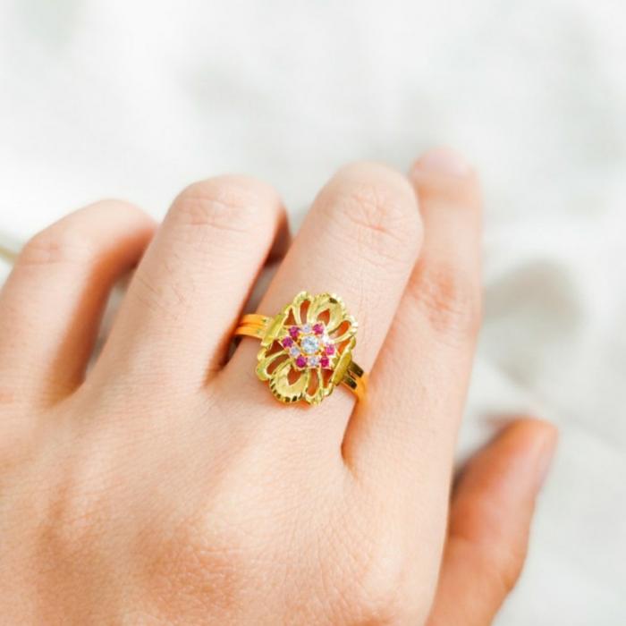 Cincin Emas asli model lempeng oval